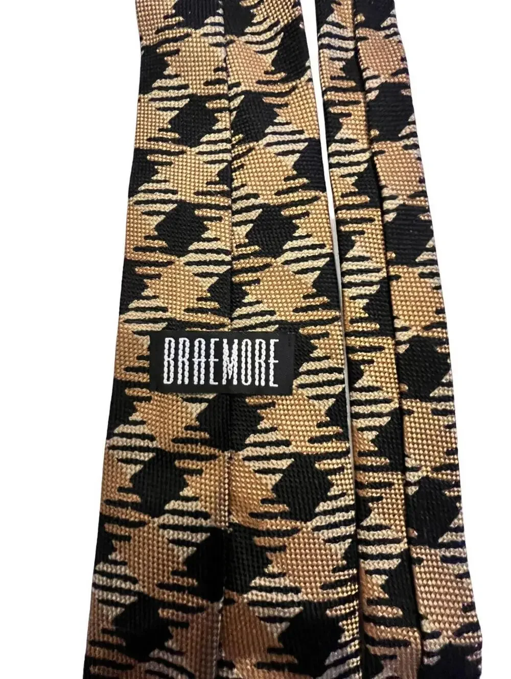 Braemore Tie, Mens 100% silk Brown and Black Woven check pattern